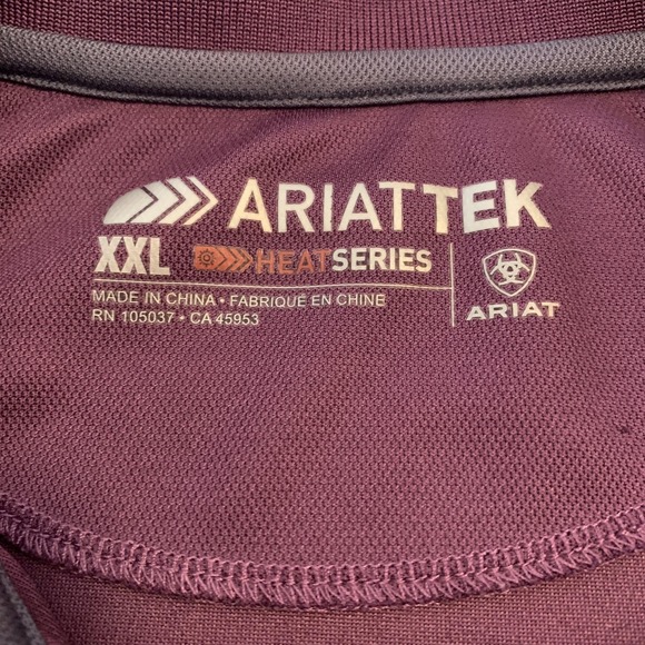 Ariat Polo Shirt Mens 2XL Purple AriatTEK Heat Series Golf Performance - Picture 2 of 7
